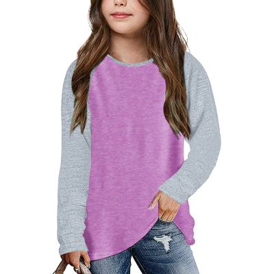 AIMAOMI Girls Shirts for Kids Sleeve Raglan Sleeve T Shirts Crewneck Tunic Tops Kids Teen Color (Purple, 10-11 Years)