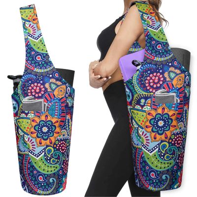 Yoga Mat Bag with Large Side Pocket & Zipper Pocket Long Tote Fit Most Size Mats - Holds More Yoga Accessories