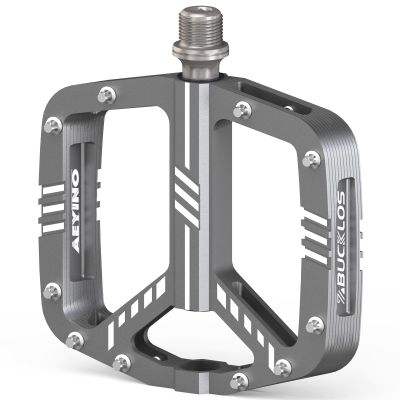 BUCKLOS MTB Flat Pedals Mountain Bike PedalsAdult Road Bicycle Pedals Aluminum Alloy Non-Slip Large Concave Platform Pedals for BMX, Downhill,AM, Enduro 9/16''Titanium