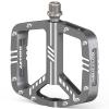 BUCKLOS MTB Flat Pedals Mountain Bike PedalsAdult Road Bicycle Pedals Aluminum Alloy Non-Slip Large Concave Platform Pedals for BMX, Downhill,AM, Enduro 9/16''Titanium view 1