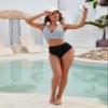 Blooming Jelly Bathing Suit for Women Tummy Control High Waisted Bikini Sets Two Piece Swimsuit Small, Stripe Black view 4