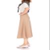 Dani's Choice Elastic Waist A-line Flared Long Skirt (S, Beige) view 2