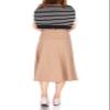 Dani's Choice Elastic Waist A-line Flared Long Skirt (S, Beige) view 3