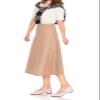 Dani's Choice Elastic Waist A-line Flared Long Skirt (S, Beige) view 4