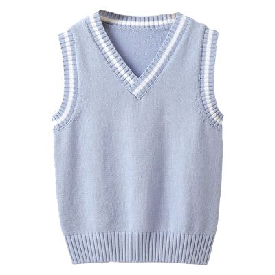 Miaeowve Kids Boys Girls Unisex Sleeveless Sweater Vest Pullover Knitted Jumper Student School Uniform Light Blue A 2-3 Years