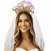 EARENT Light Up Bride to Be Veil Headband Bridal Headpiece Bachelorette Party Decorations for Women (B-Gold) view 1