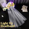 EARENT Light Up Bride to Be Veil Headband Bridal Headpiece Bachelorette Party Decorations for Women (B-Gold) view 2
