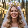 EARENT Light Up Bride to Be Veil Headband Bridal Headpiece Bachelorette Party Decorations for Women (B-Gold) view 3