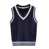 Miaeowve Kids Boys Girls Unisex Sleeveless Sweater Vest Pullover Knitted Jumper Student School Uniform Navy Blue C 5-6 Years view 1