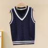 Miaeowve Kids Boys Girls Unisex Sleeveless Sweater Vest Pullover Knitted Jumper Student School Uniform Navy Blue C 5-6 Years view 2