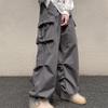 JEsilunmaMY Mens Multi-Pockets Baggy Cargo Pants Loose Fit Casual Wide Leg Trouser Summer Fall Hip Hop Straight Leg Pants (Grey,Medium) view 2