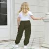 BINPAW Girls Cargo Pants Drawstring Elastic Waist Loose Tapered Jogger Pants with Pockets, Army Green, 9-10 Years = Tag 150 view 3