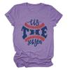 ZLXBLYYMZ Baseball Mom Shirts Womens Tis The Season Game Day T-Shirt Letter Graphic Casual Baseball Lover Tees Crewneck Tops Purple, Large view 1