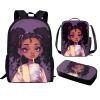ZUXONGSY African Backpack and Lunch Bag Set for Girls 8-10/10-12 Afro Black Bookbag Lunch Bag Magic Kids School Bag Lunchbag Pencil Box view 1