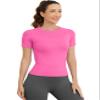 MathCat Short Sleeve Workout Tops for Women, Seamless Women's Compression Shirt, Yoga Running Athletic Shirts Soft Gym Tops Hot Pink view 2