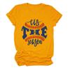 Baseball Mom Shirts Womens Tis The Season Game Day T-Shirt Letter Graphic Casual Baseball Lover Tees Crewneck Tops Yellow view 1