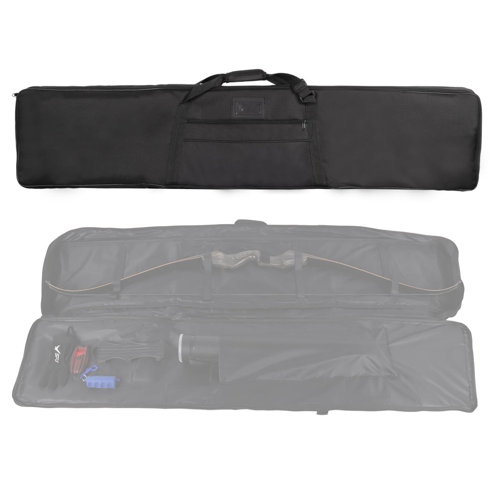 SPG Archery Recurve Bow Case for Longbow and Traditional Bow, 2 Sizes Longbow Bag Full Length Traditional Recurve Bow Cases for Youth and Adults with Pocket to Store Arrow Quiver (59 Inch)