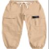 BINPAW Girls Cargo Pants Drawstring Elastic Waist Loose Tapered Jogger Pants with Pockets, Khaki, 6-7 Years = Tag 130 view 4