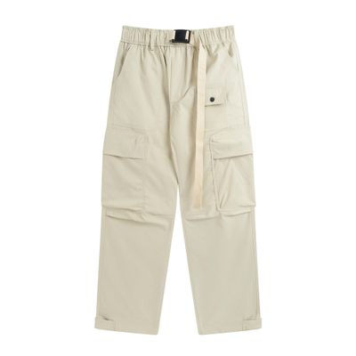 JEsilunmaMY Men's Drawstring Casual Cargo Pants Multi-Pocket Fashion Street Long Pants Relaxed Fit Straight Leg Trousers (Apricot,Medium)