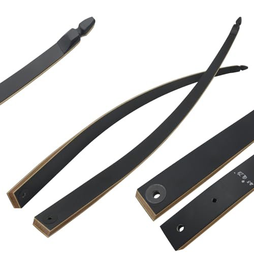 HANDBAIGE Replacement Longbow Limbs for 60'' Black Hunter Bow Riser 20-60lbs Archery Hunting Longbow Limb with Hard Maple (25LBS)