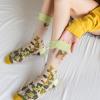 NLIADVY Women Floral Sheer Sock, Summer Transparent Flower Ankle Socks, Mid-Calf Crystal Socks (3pair-G,One Size) view 4
