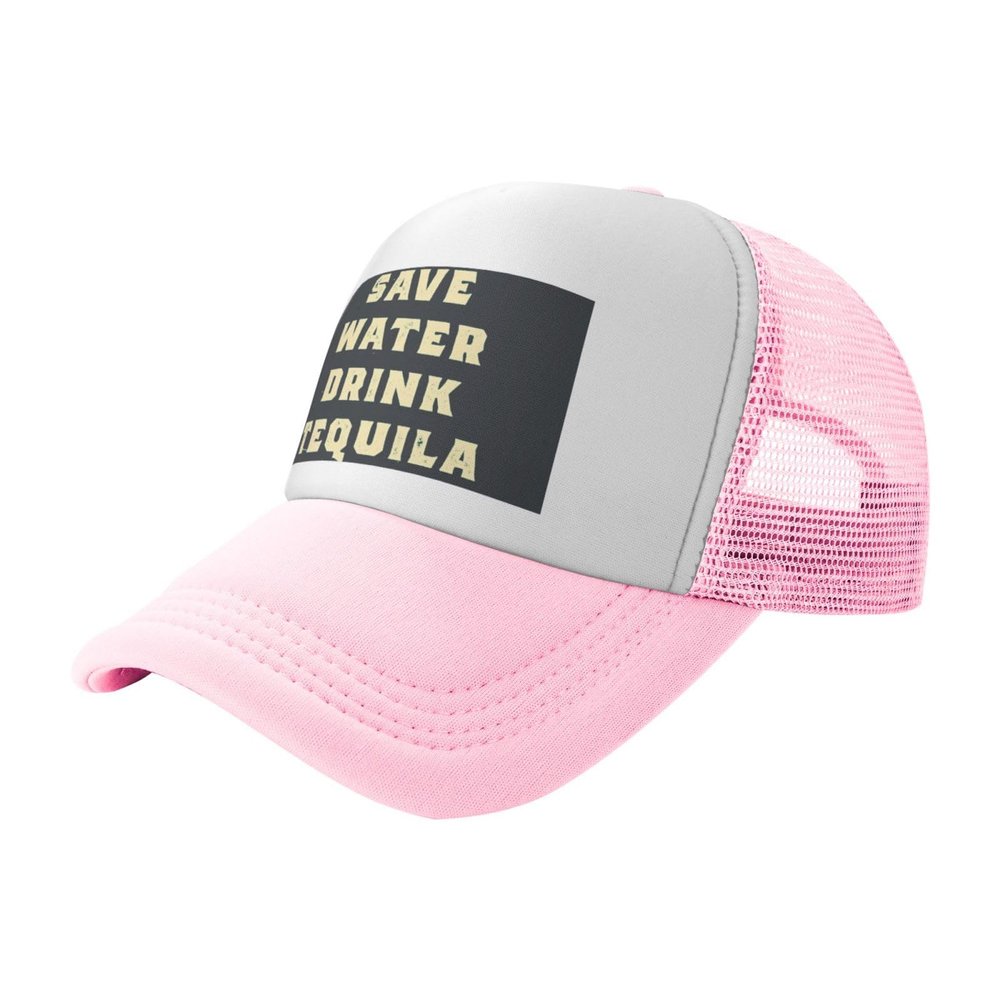 ADTEMP Save Water Drink Tequila Unisex Adjustable Outdoor Adult Mesh Baseball Hat Truck Hat Sandwich Hat Pink