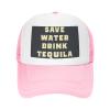 ADTEMP Save Water Drink Tequila Unisex Adjustable Outdoor Adult Mesh Baseball Hat Truck Hat Sandwich Hat Pink view 2
