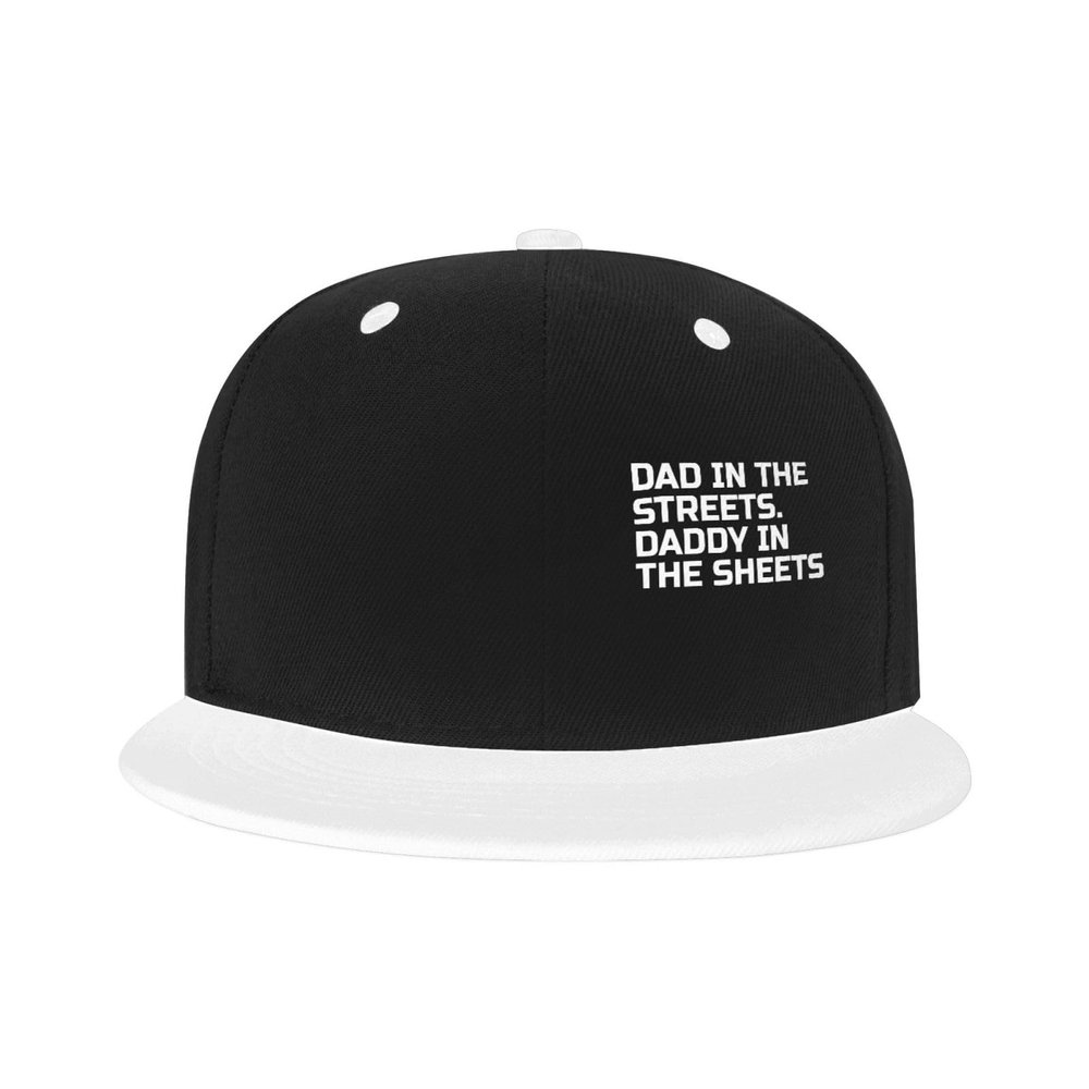 Dad in The Streets Daddy in The Sheets Hat Flat Brim Baseball Cap Hip Hop Hat Trucker Dad Hats White