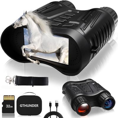 GTHUNDER 4K Night Vision Goggles, 4000mAH Rechargeable Infrared Digital Night Vision Binoculars, 32GB Card for Video and Photo