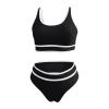 XUNRYAN 2024 Women Two Piece Swimsuits High Waisted Bikini Set Sports Color Block Swimsuit Scoop Neck Cheeky Bathing Suit view 3