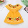 Baby Girls Mexican Dress Sleeveless Off Shoulder Flowers Embroidery Dresses Toddler Traditional Mexico Themed Birthday Party Clothe Cinco De Mayo Outfit Hawaii Holiday Casual Sundress Yellow 3-4T view 2