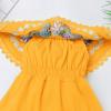 Baby Girls Mexican Dress Sleeveless Off Shoulder Flowers Embroidery Dresses Toddler Traditional Mexico Themed Birthday Party Clothe Cinco De Mayo Outfit Hawaii Holiday Casual Sundress Yellow 3-4T view 4