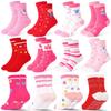 ELUTONG 12 Pairs Toddler Girls Grip Socks Baby Cartoon Non Skid Crew Socks For 0-1/1-3/3-5/5-7Years Babies Infants Toddlers Kids Gifts view 1