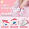 ELUTONG 12 Pairs Toddler Girls Grip Socks Baby Cartoon Non Skid Crew Socks For 0-1/1-3/3-5/5-7Years Babies Infants Toddlers Kids Gifts view 3