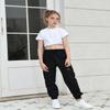 BINPAW Girls Cargo Pants Drawstring Elastic Waist Loose Tapered Jogger Pants with Pockets, Black, 9-10 Years = Tag 150 view 2
