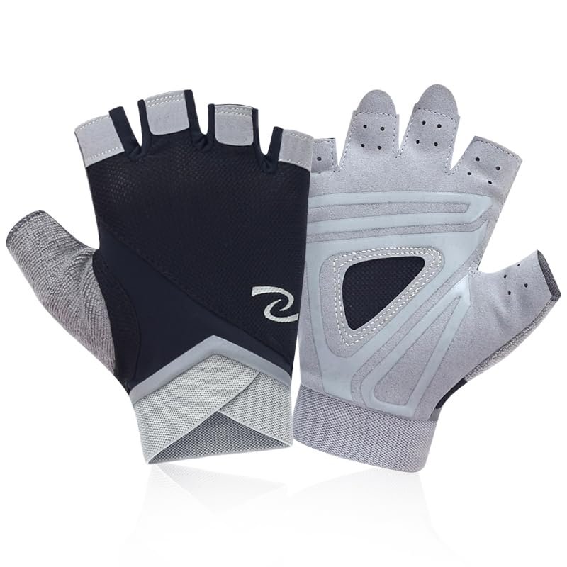 ANJMEICH Weight Lifting Gloves, Full Palm Protection, Gym Workout Gloves, Cycling Sports Breathable Ultra Lightweight for Men and Women (Black, Large)