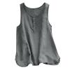 FQFGGYD Women's Round Neck Button Sleeveless Loose Casual Vest Cotton Linen T Shirts Summer Casual Flowy Blouses Tank Tops Gray view 1