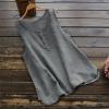 FQFGGYD Women's Round Neck Button Sleeveless Loose Casual Vest Cotton Linen T Shirts Summer Casual Flowy Blouses Tank Tops Gray view 2