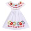 Baby Girls Mexican Dress Sleeveless Off Shoulder Flowers Embroidery Dresses Toddler Traditional Mexico Themed Birthday Party Clothe Cinco De Mayo Outfit Hawaii Holiday Casual Sundress White 3-4T view 1