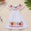 Baby Girls Mexican Dress Sleeveless Off Shoulder Flowers Embroidery Dresses Toddler Traditional Mexico Themed Birthday Party Clothe Cinco De Mayo Outfit Hawaii Holiday Casual Sundress White 3-4T view 3