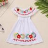 Baby Girls Mexican Dress Sleeveless Off Shoulder Flowers Embroidery Dresses Toddler Traditional Mexico Themed Birthday Party Clothe Cinco De Mayo Outfit Hawaii Holiday Casual Sundress White 3-4T view 4
