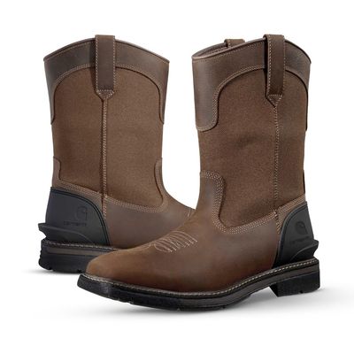 Carhartt Men's Montana Square Toe Wellington 11" Water Resistant Pull-on Industrial Boots, Brown/Brown - 7 W