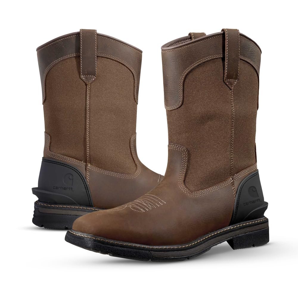 Carhartt Men's Montana Square Toe Wellington 11" Water Resistant Pull-on Industrial Boots, Brown/Brown - 7 W