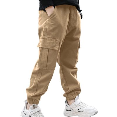 Miutii Kids Boys Cargo Joggers Pants Elastic Waist Jogging Hiking Camping Athletic Pants Casual Trousers Sweatpants Khaki 12 Years