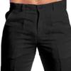 JEsilunmaMY Men's Flat-Front Comfort Casual Pants Relaxed Fit Straight Linen Pants Solid Color Work Pants Loose Trousers (Black,Medium) view 2