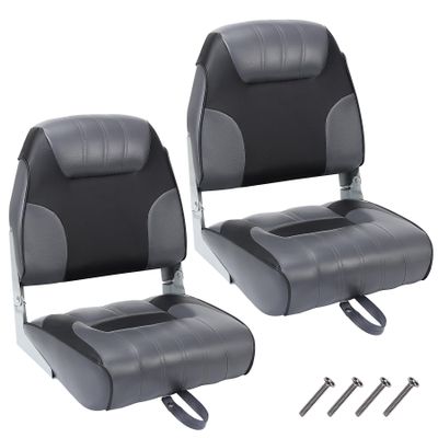 GAOMON 2 Pack Boat Seats Low Back,Boat Seats Stainless Steel Screws Included,Fold-Down Fishing Boat Chair with Thickened Sponge Padding and Hinge for Sightseeing Boat,Speedboat, Canoe(2 Seats)