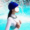Dressnu Swimming Head Cover Waterproof Female Swimming Cap Snorkeling Diving Sunscreen Mask UV Protection Sky Blue one Size view 3