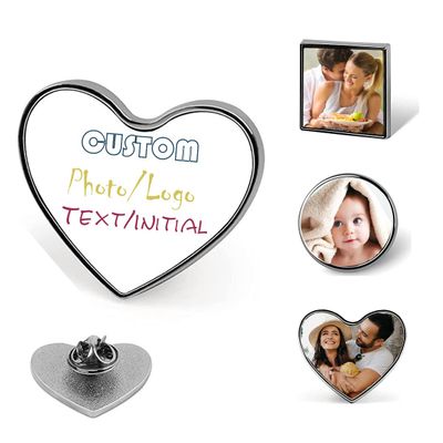 Custom Personalized Photo/Logo Buttons Lapel Pin Button Badge Bulk - Customizable Memorial Pin [Circle/Square/Heart] Wedding Sympathy Gift for Men Women