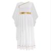 easyforever Women's Greek Costume Metallic Gold Trim Robes Dress Roman Empress Toga Dress Up White 3X-Large view 3