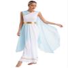 easyforever Women's Greek Costume Metallic Gold Trim Robes Dress Roman Empress Toga Dress Up Light Blue X-Large view 3